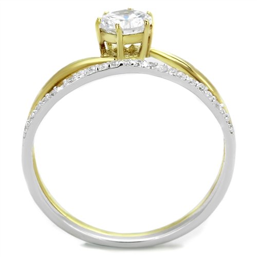 Jewellery Kingdom Ladies Gold 18KT Cubic Zirconia Engagement Wedding Band 1CT Ring Set (Sterling Silver) - Engagement Rings - British D'sire