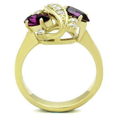 Jewellery Kingdom Ladies Gold Amethyst Marquise 18kt Steel Cubic Zirconia Elegant Ring (Purple) - Jewelry Rings - British D'sire