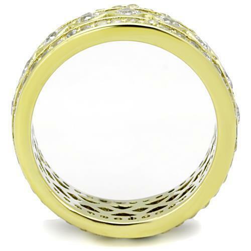 Jewellery Kingdom Ladies Gold Band Princess Full Eternity Cz Steel Wedding Ring - Jewelry Rings - British D'sire