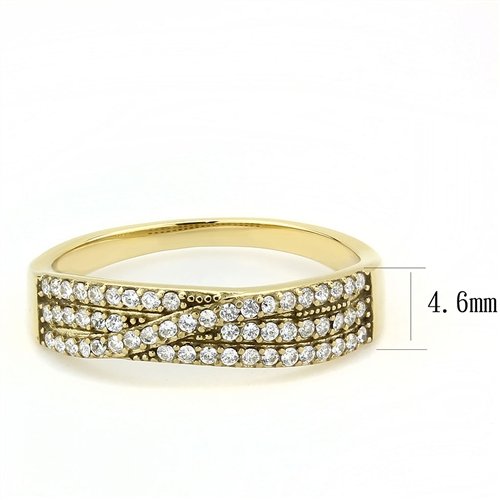 Jewellery Kingdom Ladies Gold Band Triple Row Pave 1 Carat 18kt Stainless Steel Clear Ring - Jewelry Rings - British D'sire