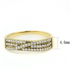 Jewellery Kingdom Ladies Gold Band Triple Row Pave 1 Carat 18kt Stainless Steel Clear Ring - Jewelry Rings - British D'sire