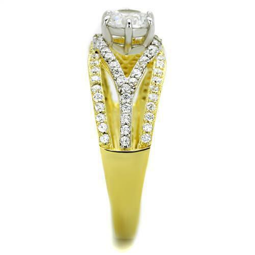 Jewellery Kingdom Ladies Gold Ring 18KT CZ Sterling Silver Solitaire Accents 2 CT Sparkle - Jewelry Rings - British D'sire