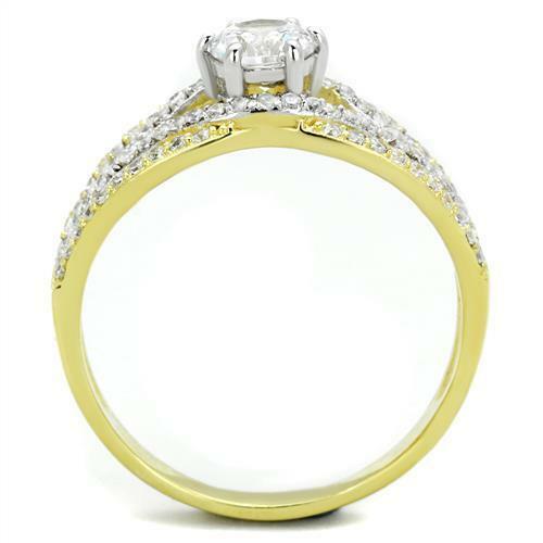 Jewellery Kingdom Ladies Gold Ring 18KT CZ Sterling Silver Solitaire Accents 2 CT Sparkle - Jewelry Rings - British D'sire