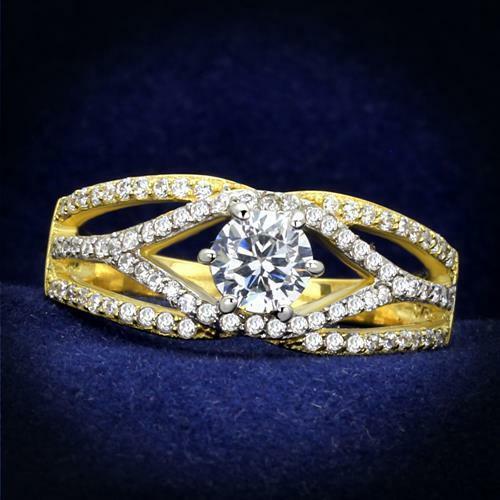 Jewellery Kingdom Ladies Gold Ring 18KT CZ Sterling Silver Solitaire Accents 2 CT Sparkle - Jewelry Rings - British D'sire