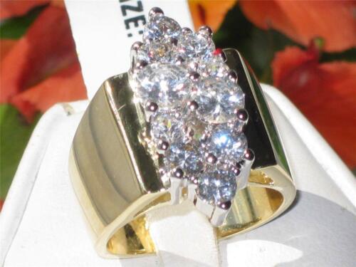 Jewellery Kingdom Ladies Gold Ring Cluster Cz 3 Carat Wide Setting Super Sparkling - Jewelry Rings - British D'sire