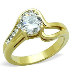 Jewellery Kingdom Ladies Gold Ring Swirl Cz 18kt Steel Cubic Zirconia Engagement 1.30 Carat - Jewelry Rings - British D'sire