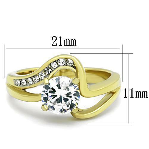 Jewellery Kingdom Ladies Gold Ring Swirl Cz 18kt Steel Cubic Zirconia Engagement 1.30 Carat - Jewelry Rings - British D'sire