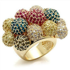 Jewellery Kingdom Ladies Gold Ruby CZ Citrine Champagne Balls Cocktail Ring (Multi Colour) - Jewelry Rings - British D'sire