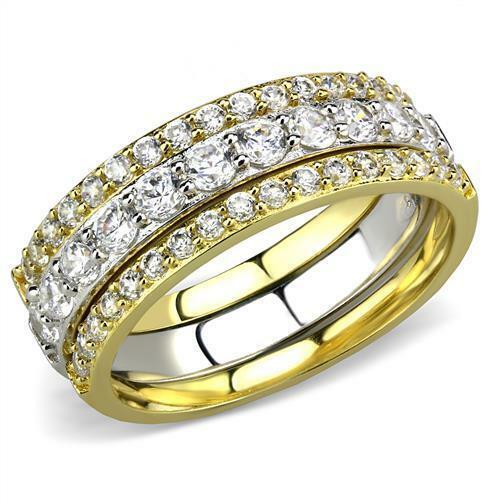 Jewellery Kingdom Ladies Gold Sterling Silver Cz Full Eternity Wedding Stacking Rings Bands - Jewelry Rings - British D'sire