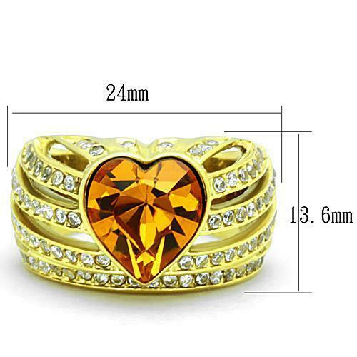 Jewellery Kingdom Ladies Gold Topaz Cocktail 4 Carat Cubic Zirconia Steel Bezel Ring - Jewelry Rings - British D'sire