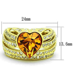 Jewellery Kingdom Ladies Gold Topaz Cocktail 4 Carat Cubic Zirconia Steel Bezel Ring - Jewelry Rings - British D'sire