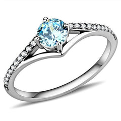 Jewellery Kingdom Ladies Half Carat Cubic Zirconia Stainless Steel Silver Elegant Pretty Ring (Blue Topaz) - Jewelry Rings - British D'sire