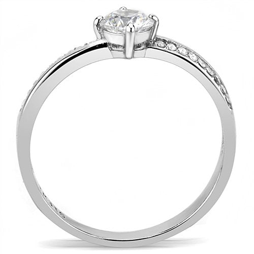 Jewellery Kingdom Ladies Half Carat Stainless Steel Cz Ring (Silver) - Jewelry Rings - British D'sire