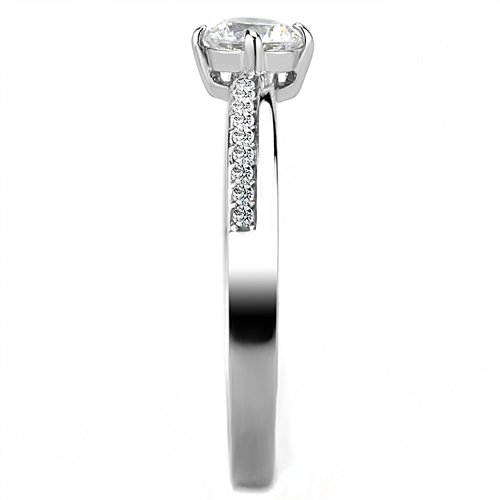 Jewellery Kingdom Ladies Half Carat Stainless Steel Cz Ring (Silver) - Jewelry Rings - British D'sire