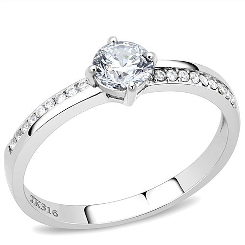 Jewellery Kingdom Ladies Half Carat Stainless Steel Cz Ring (Silver) - Jewelry Rings - British D'sire