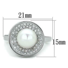 Jewellery Kingdom Ladies Handmade Cz Silver Rhodium Pretty Circle Pave Cream Pearl Ring - Jewelry Rings - British D'sire