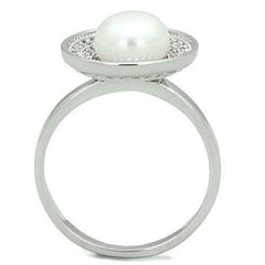 Jewellery Kingdom Ladies Handmade Cz Silver Rhodium Pretty Circle Pave Cream Pearl Ring - Jewelry Rings - British D'sire