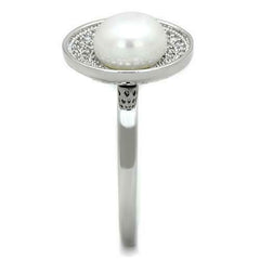 Jewellery Kingdom Ladies Handmade Cz Silver Rhodium Pretty Circle Pave Cream Pearl Ring - Jewelry Rings - British D'sire