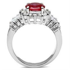 Jewellery Kingdom Ladies Handmade Oval Red Ruby Emerald Simulated Diamonds Ring (Silver) - Rings - British D'sire