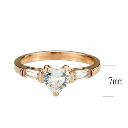 Jewellery Kingdom Ladies Heart Baguettes Stainless Steel Cubic Zirconia Ring (Gold) - Rings - British D'sire