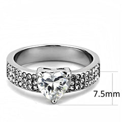 Jewellery Kingdom Ladies Heart Cz Stainless Steel Engagement Pave All Sizes Ring (Silver) - Jewelry Rings - British D'sire