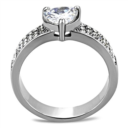 Jewellery Kingdom Ladies Heart Cz Stainless Steel Engagement Pave All Sizes Ring (Silver) - Jewelry Rings - British D'sire