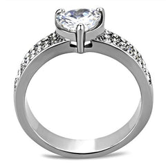 Jewellery Kingdom Ladies Heart Cz Stainless Steel Engagement Pave All Sizes Ring (Silver) - Jewelry Rings - British D'sire