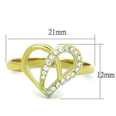 Jewellery Kingdom Ladies Heart Pave Flat Cz Clear Sparkling 18kt Steel All Size Ring (Gold) - Jewelry Rings - British D'sire