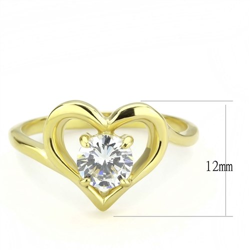 Jewellery Kingdom Ladies Heart Shape 18kt Steel Dress Cubic Zirconia 1k Ring (Gold) - Rings - British D'sire