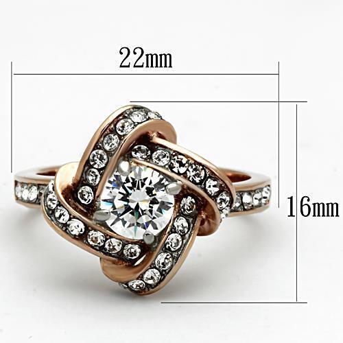 Jewellery Kingdom Ladies Knott Cubic Zirconia Dress Stainless Steel Ring (Rose Gold) - Jewelry Rings - British D'sire