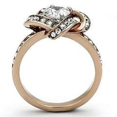 Jewellery Kingdom Ladies Knott Cubic Zirconia Dress Stainless Steel Ring (Rose Gold) - Jewelry Rings - British D'sire