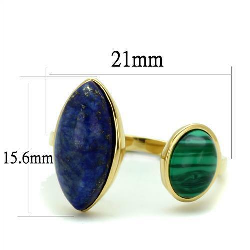 Jewellery Kingdom Ladies Malachite Semi Montana Gemstone Ring (Gold) - Rings - British D'sire