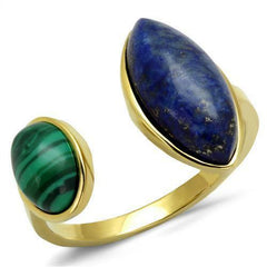 Jewellery Kingdom Ladies Malachite Semi Montana Gemstone Ring (Gold) - Rings - British D'sire