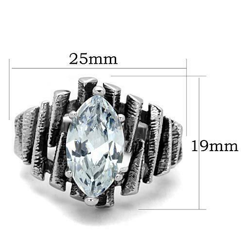 Jewellery Kingdom Ladies Marquis 4 Carat Solitaire Cubic Zirconia Stainless Steel Ring (Silver) - Jewelry Rings - British D'sire