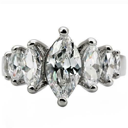 Jewellery Kingdom Ladies Marquise Anniversary Simulated Diamonds Ring (Silver) - Jewelry Rings - British D'sire