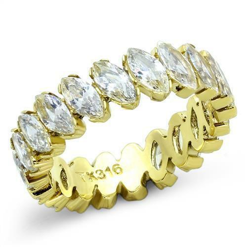 Jewellery Kingdom Ladies Marquise Band 18CT Steel Full Eternity Stacking Ring (Gold) - Jewelry Rings - British D'sire