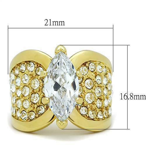 Jewellery Kingdom Ladies Marquise Cocktail Simulated Diamonds Ring - Rings - British D'sire