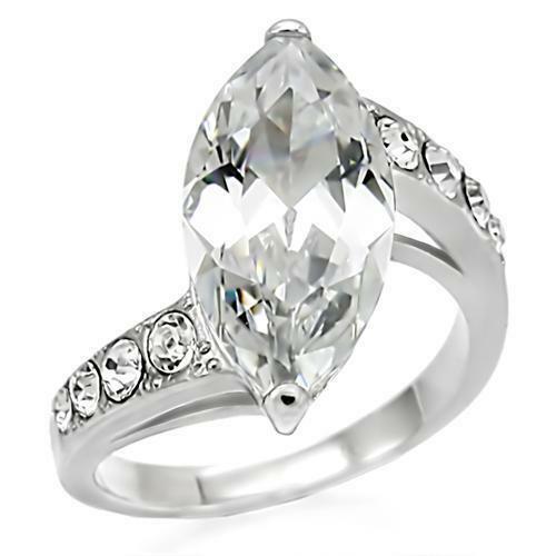 Jewellery Kingdom Ladies Marquise Cut 4K Cocktail Ring (Silver) - Rings - British D'sire