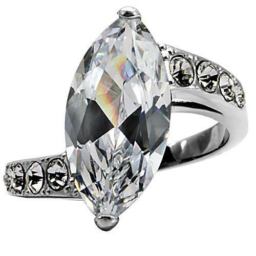 Jewellery Kingdom Ladies Marquise Cut 4K Cocktail Ring (Silver) - Rings - British D'sire