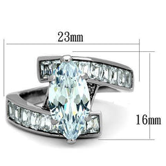 Jewellery Kingdom Ladies Marquise Cz 4 Carat Stainless Steel Emerald Cuts Ring (Silver) - Jewelry Rings - British D'sire