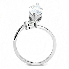 Jewellery Kingdom Ladies Marquise Emerald Cut Cubic Zirconia Stainless Steel Ring (Silver) - Rings - British D'sire