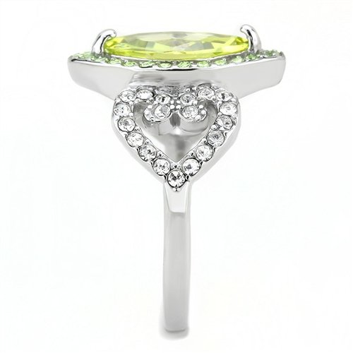 Jewellery Kingdom Ladies Marquise Light Peridot Cz 1.50 Carat Stainless Steel Ring (Green) - Jewelry Rings - British D'sire