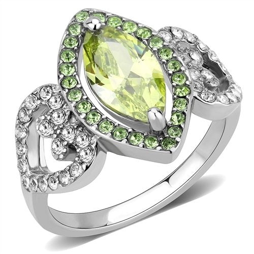 Jewellery Kingdom Ladies Marquise Light Peridot Cz 1.50 Carat Stainless Steel Ring (Green) - Jewelry Rings - British D'sire