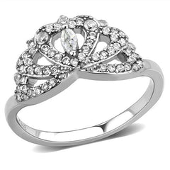 Jewellery Kingdom Ladies Marquise Pretty Elegant Cubic Zirconia Stainless Steel Art Deco Ring (Silver) - Jewelry Rings - British D'sire