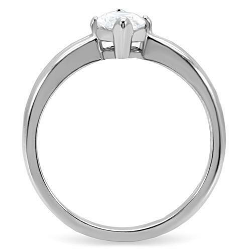 Jewellery Kingdom Ladies Marquise Solitaire Simulated Diamond Stainless Steel Engagement Ring - Jewelry Rings - British D'sire