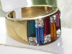 Jewellery Kingdom Ladies Multi Coloured Tube 18kt Steel Band Cubic Zirconia Comfort Ring (Gold) - Jewelry Rings - British D'sire