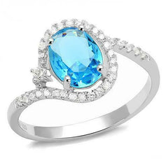 Jewellery Kingdom Ladies Oval 3CT Cubic Zirconia Stamped Ring (Blue Topaz & Sterling Silver) - Jewelry Rings - British D'sire