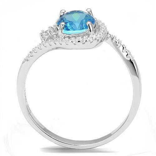 Jewellery Kingdom Ladies Oval 3CT Cubic Zirconia Stamped Ring (Blue Topaz & Sterling Silver) - Jewelry Rings - British D'sire