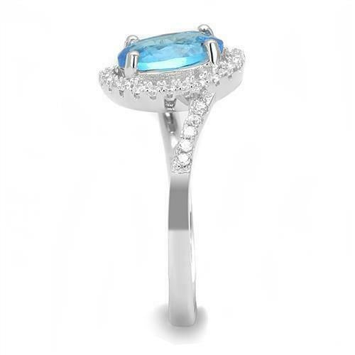 Jewellery Kingdom Ladies Oval 3CT Cubic Zirconia Stamped Ring (Blue Topaz & Sterling Silver) - Jewelry Rings - British D'sire