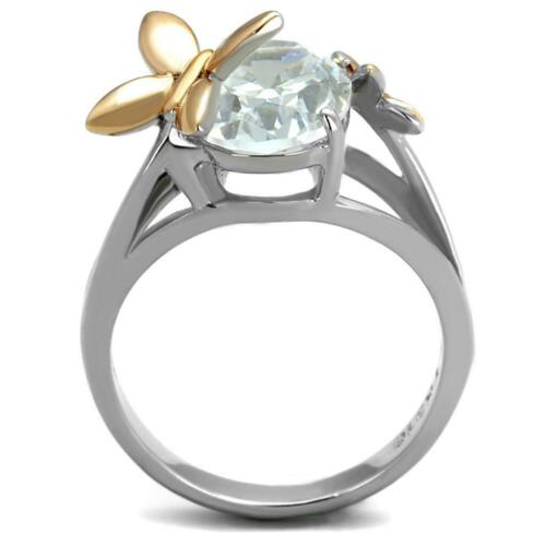 Jewellery Kingdom Ladies Oval Butterfly Steel Cubic Zirconia Pretty 4 Carat Ring (Rose Gold) - Jewelry Rings - British D'sire